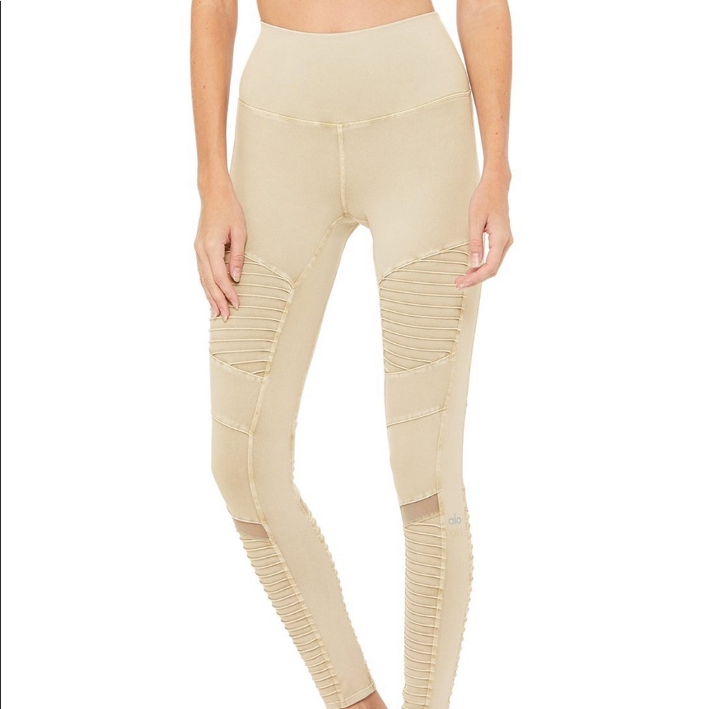Alo Yoga High-Waist Washed Moto Legging Sandstone